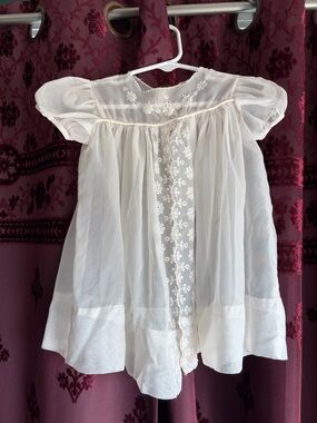 3/$20 White Sheer Embroidered Vintage Baby Dress 3-6 months